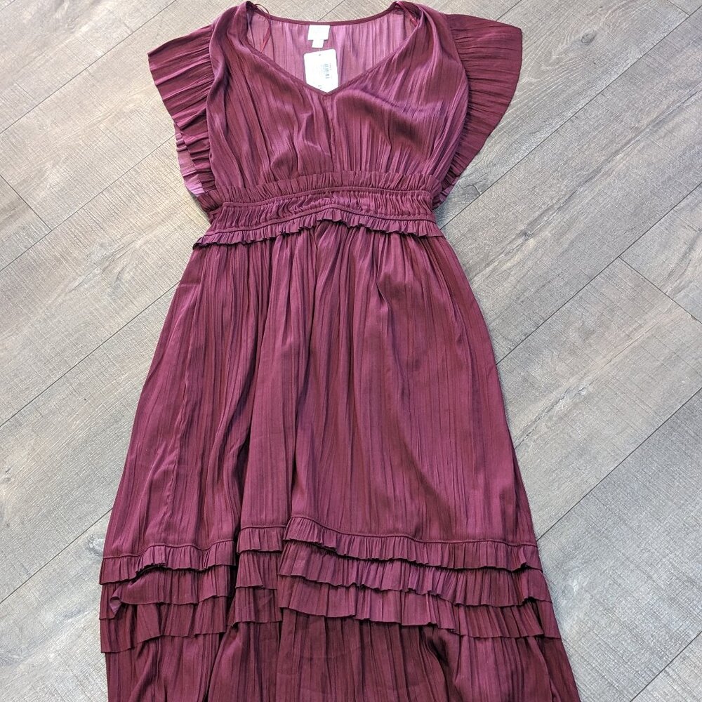 NWT Roan & Ryan Merlot Colored, Tiered Dress